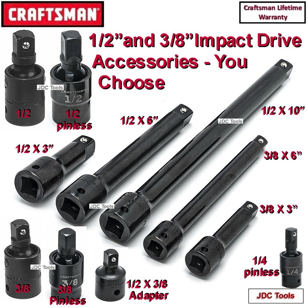 CRAFTSMAN Impact Accessory Tools - YOUR CHOICE of Tools - 1/2” 3/8” 1/4” 8 3 1