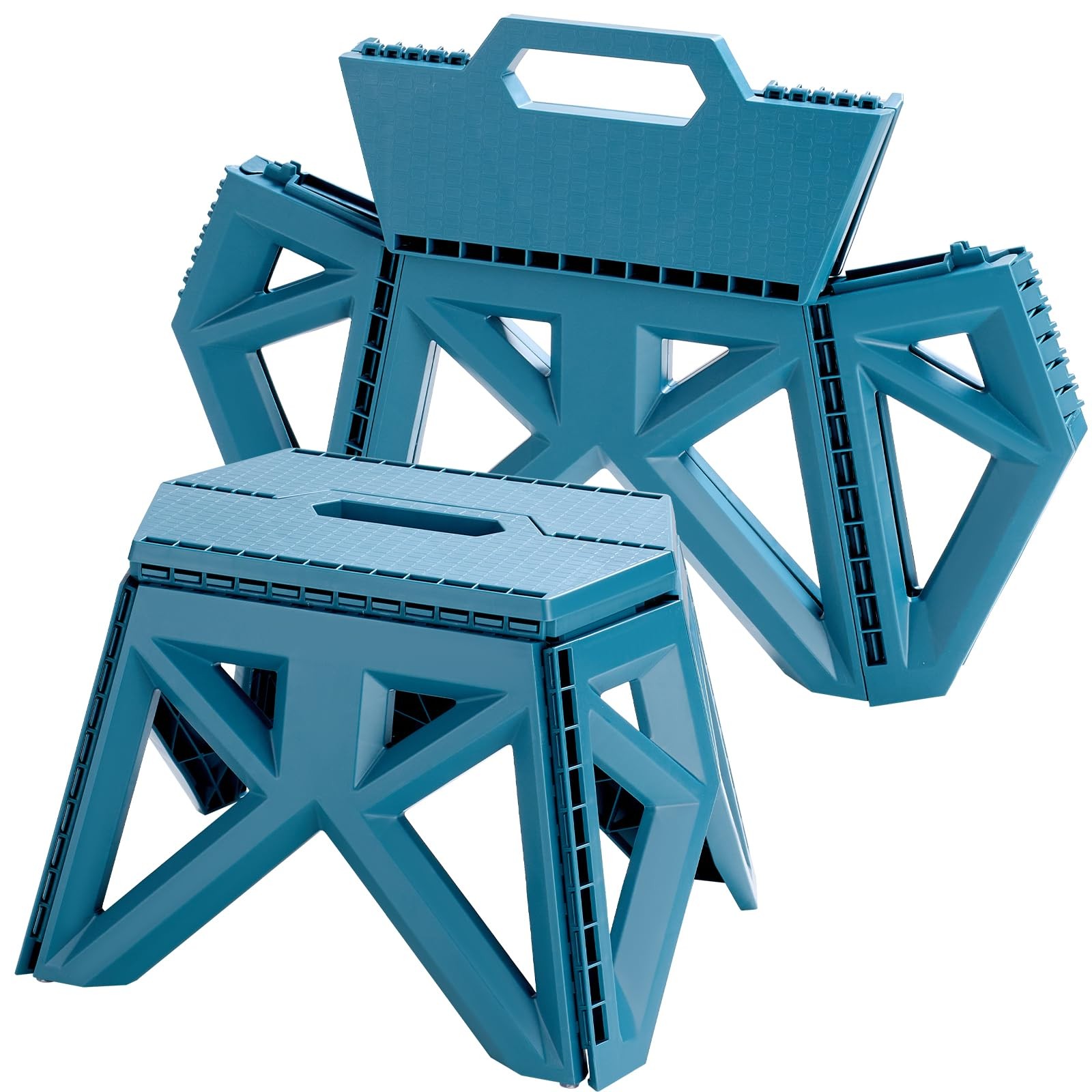 9.2" Blue Collapsible Step Stool - Non-Slip Hold Up to 300 lbs Portable Plast...