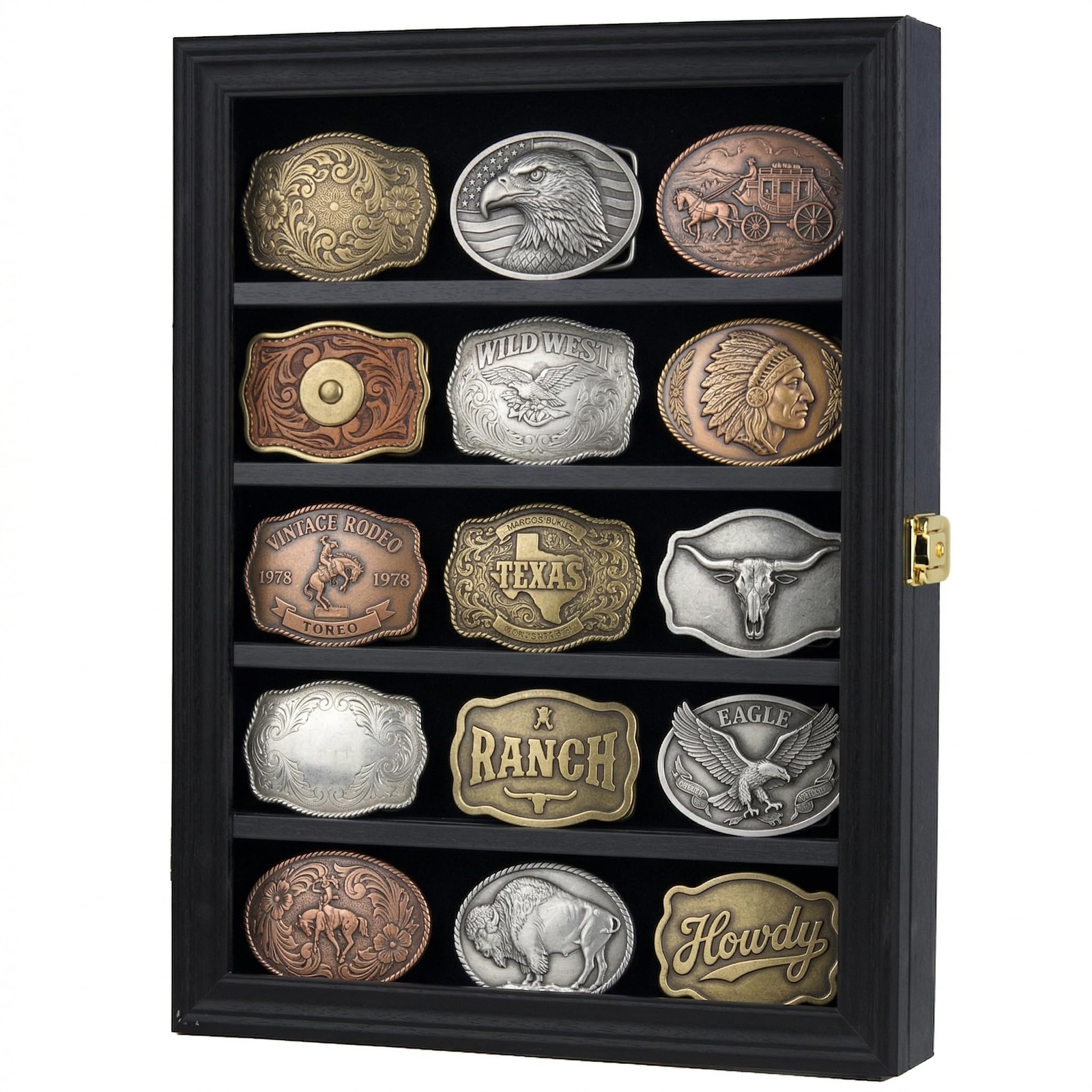 Belt Buckle Display Case 16 x12 Inch, Wall Mount Shadow Box with 98% UV Prote...