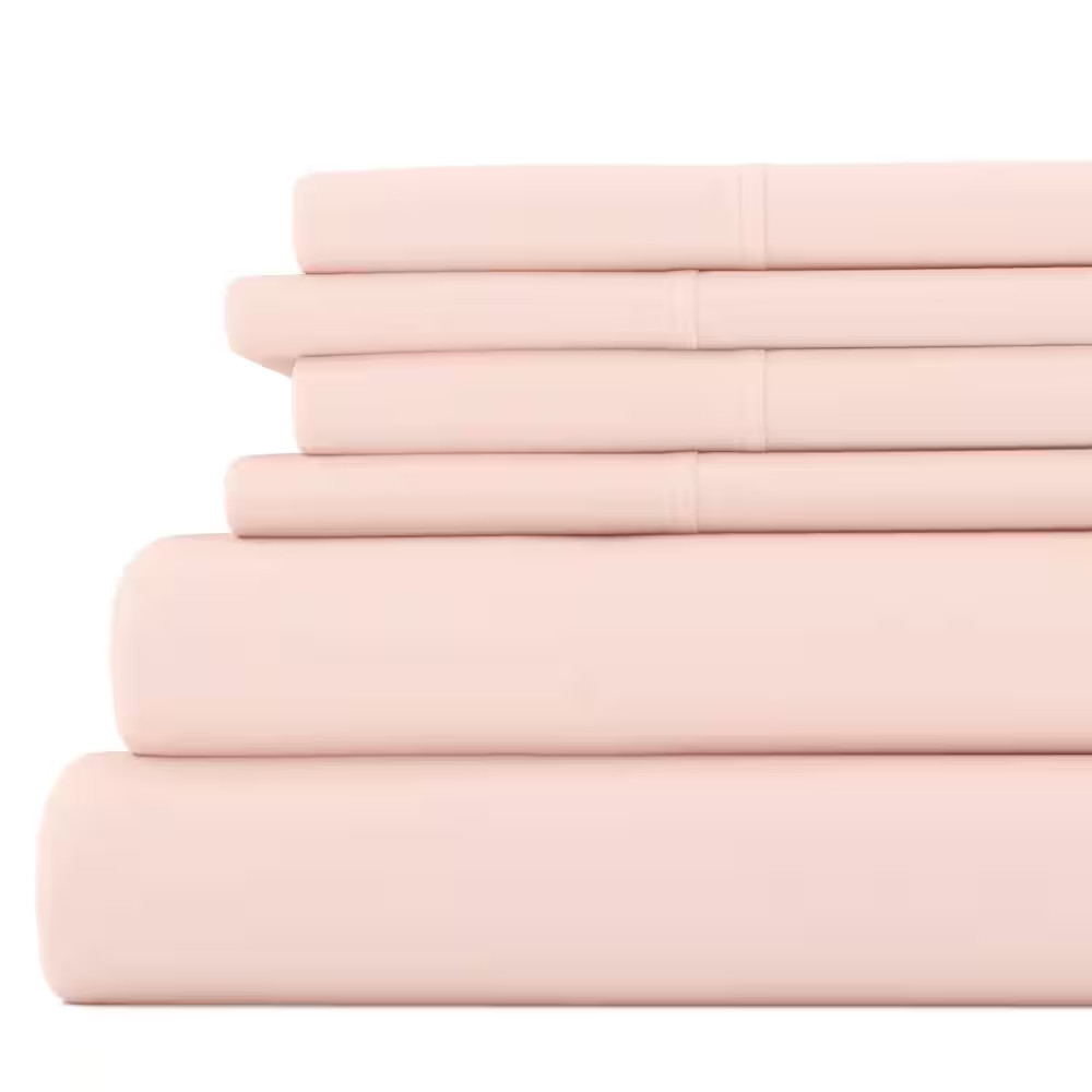 Luxury Ultra Soft 6 Piece Solid Blush Microfiber Full Sheet Set Free Shipping Ne