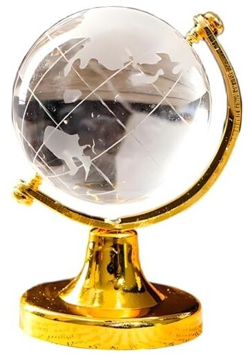 Mini Crystal Sphere Globe, Round Earth World Glass Ball Decorative Crystal