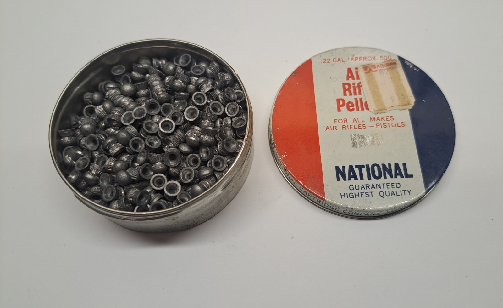 Vintage Tin Of National .22 Caliber Air Rifle Pellets Made In Great Britian
