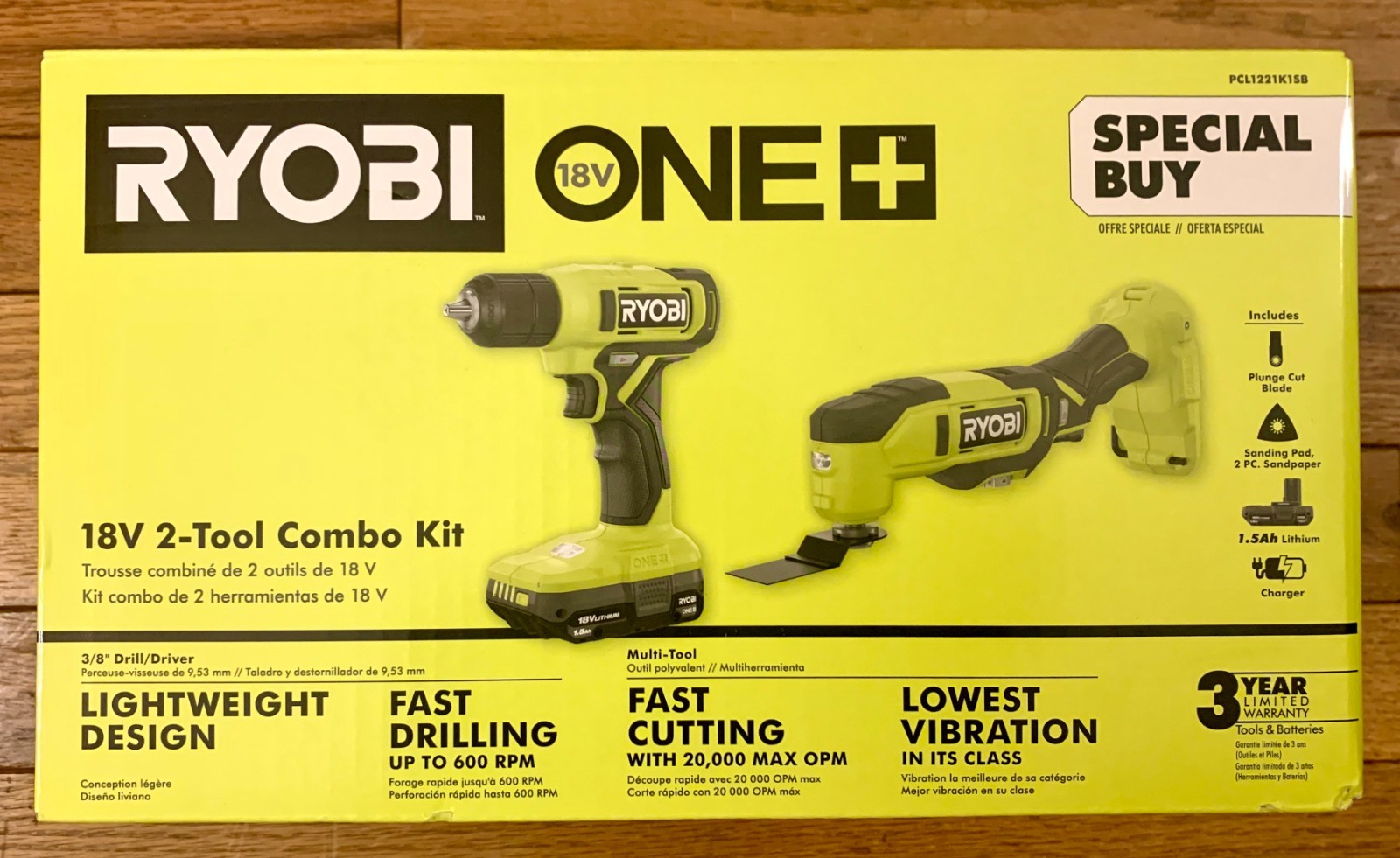 RYOBI  DRILL & MULTI-TOOL COMBO KIT w/BATTERY, CHARGER & ACCESSORIES FREE SHIP