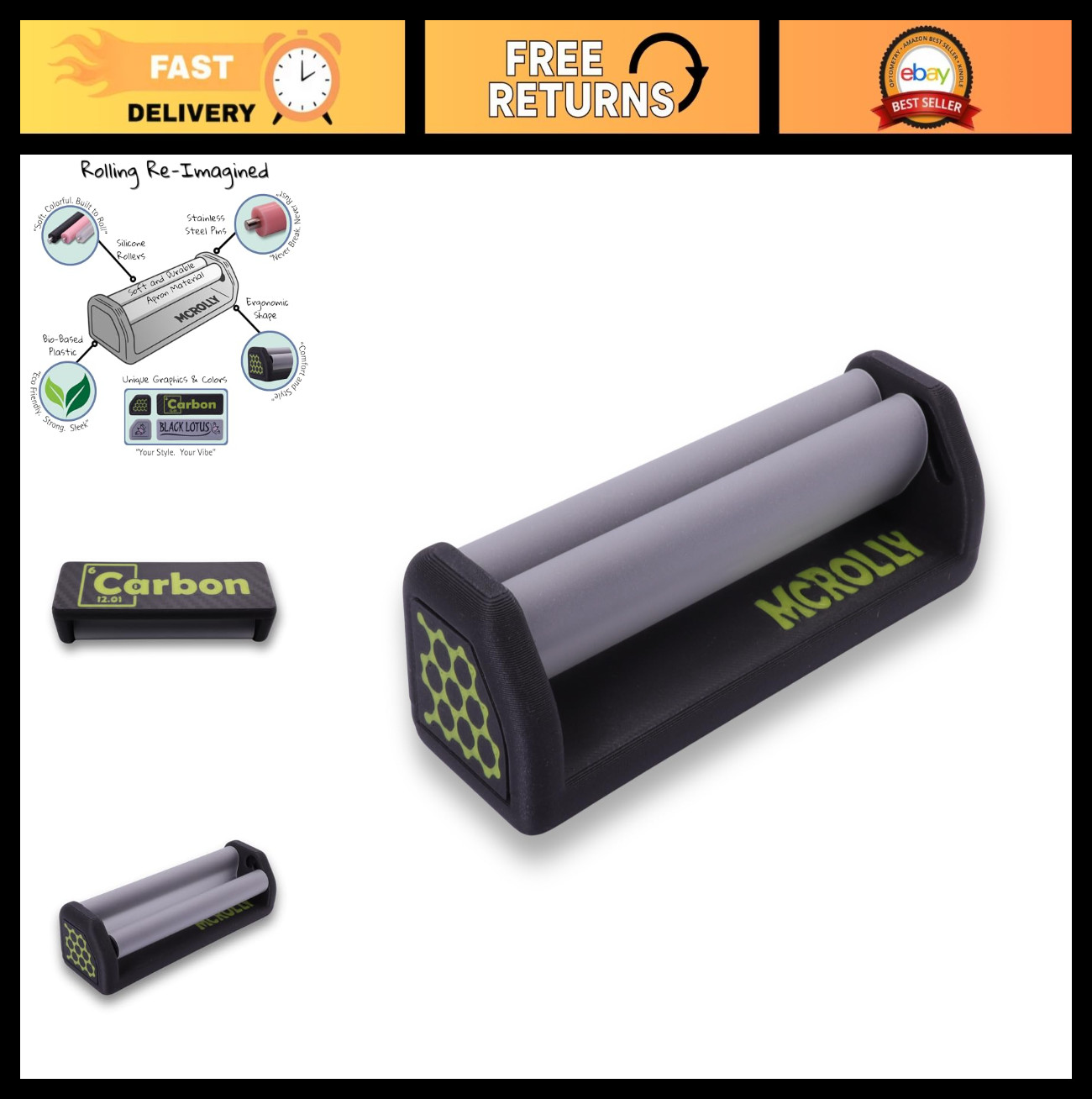 79mm Cigarette Rolling Machine for 1-1/4 - Carbon Fiber, Durable & Easy to Use