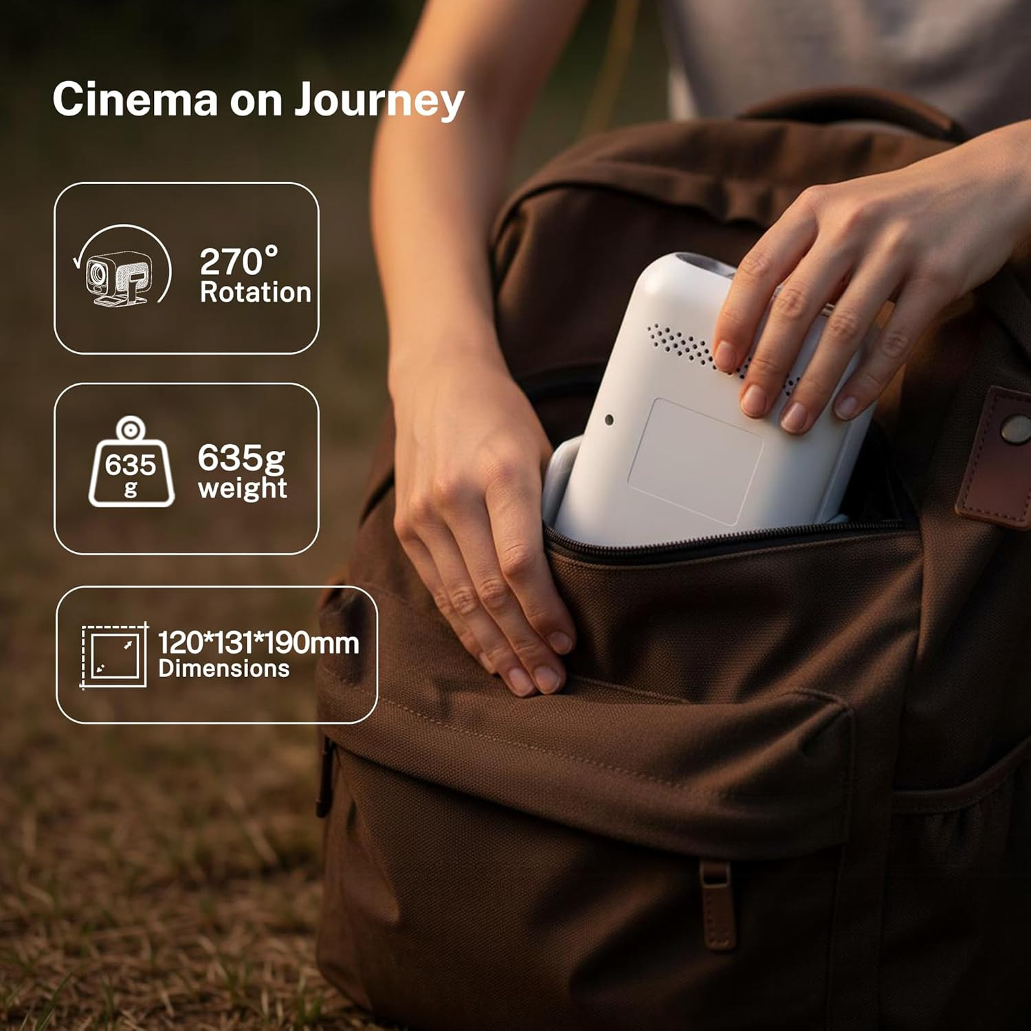 Portable 1080P Smart Projector with WiFi 6, Bluetooth 5.4, Auto Focus & Keystone