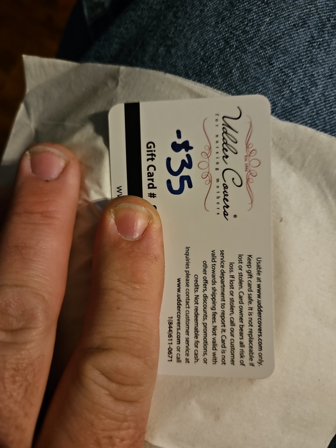 $35 Udder Covers Nursing Gift Card*baby Shower Gift•Baby Care•