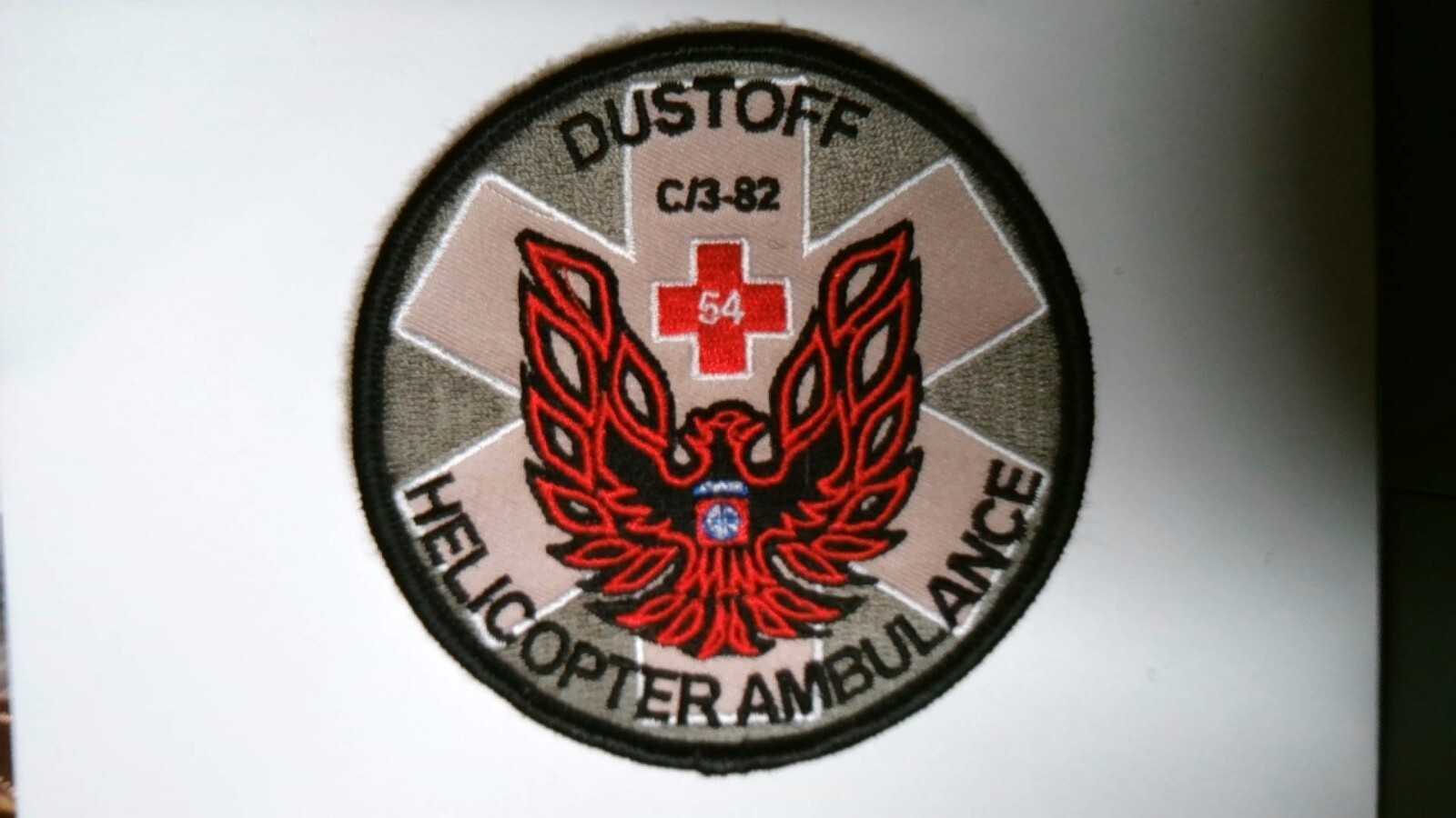 MILITARY PATCH HOOK & LOOP C/3-82 MEDICAL DUSTOFF HELICOPTER AMBULANCE 82ND ABN