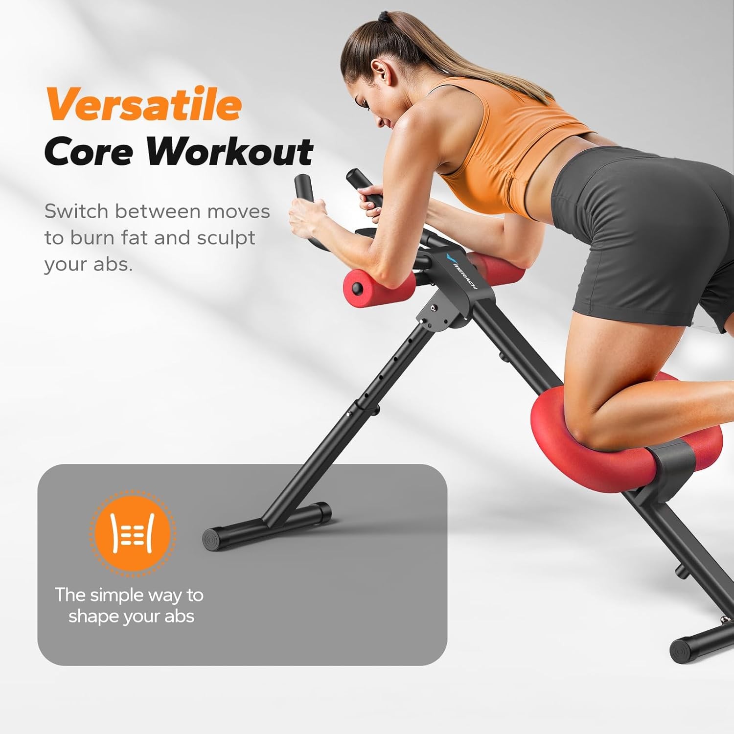 Adjustable Ab Machine for Home Gym, Foldable Ab Trainer with Knee Protection