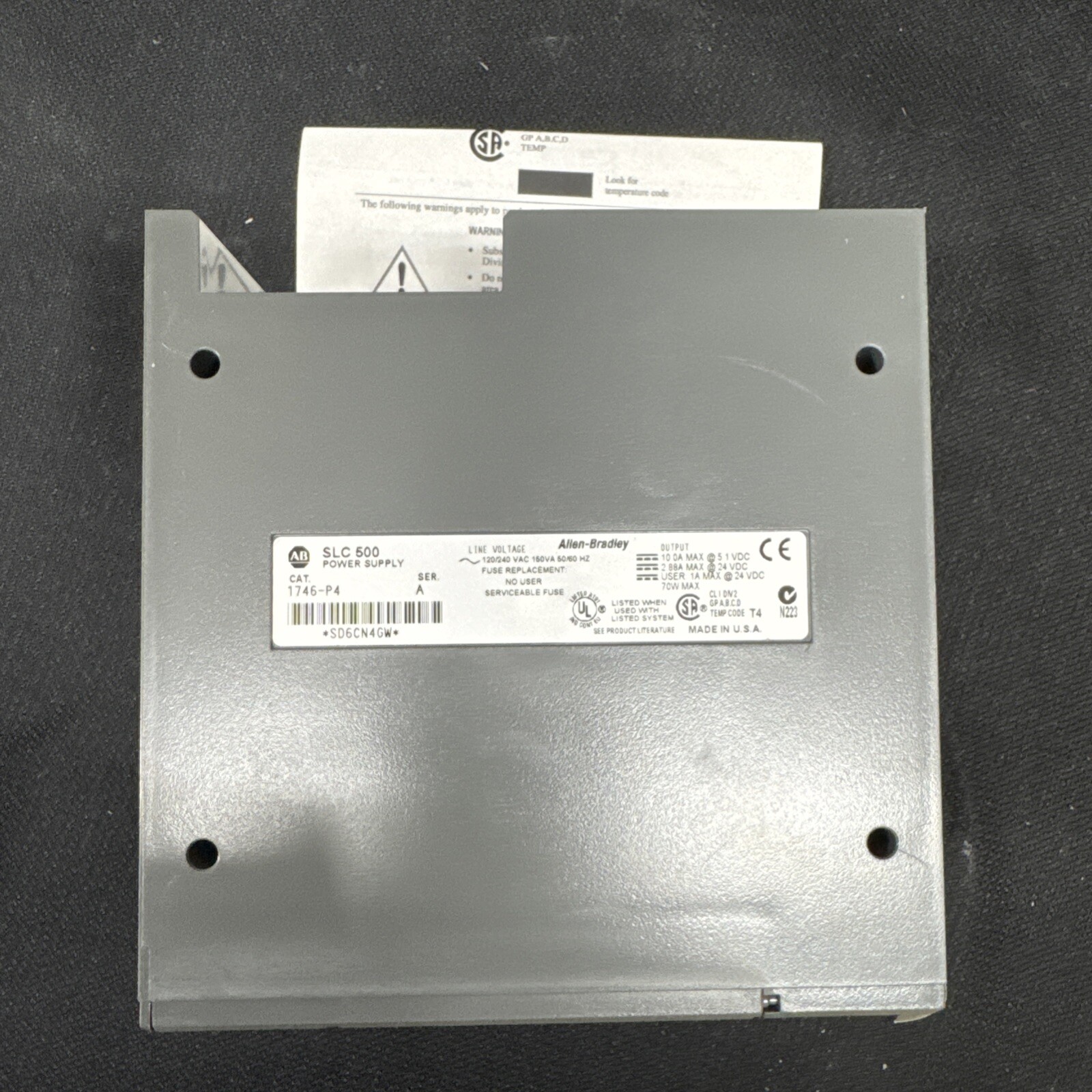 1746-P4 ALLEN BRADLEY POWER SUPPLY - RACK MOUNT, 120/240 VAC, 10A   1746P4