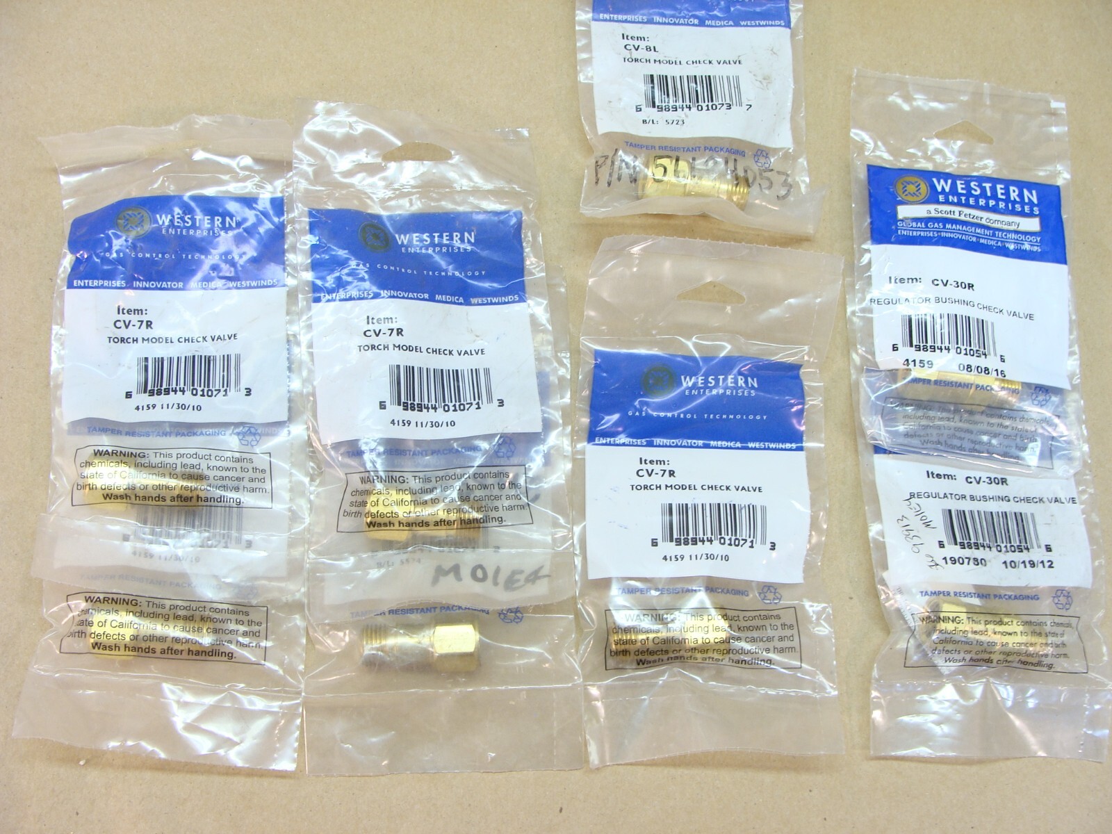 NEW Western torch check valve lot (5) CV-7R (2) CV-30R (1) CV-8L