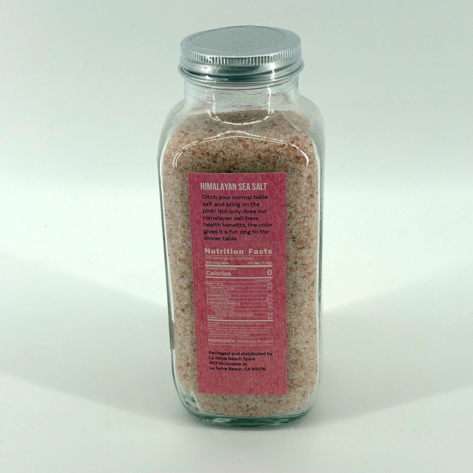 Pure Spice Himalayan Sea Salt 100% Natural 555g 19.5oz Pink Coarse Glass Jar