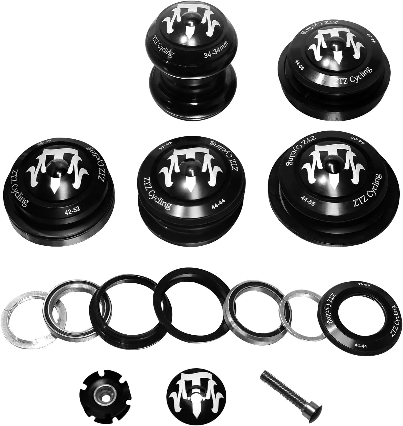 ZTZ 1-1/8 Bike Headset 34 44 44-55 44-56 41.8-52mm Threadless MTB Headsets