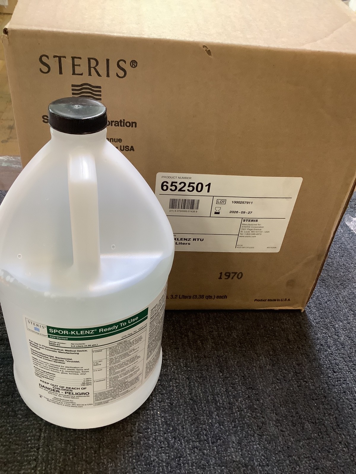 SPOR-KLENZ Cold Sterilant Pharmaceutical Medical ETC Facilities 6525-01 Case/4