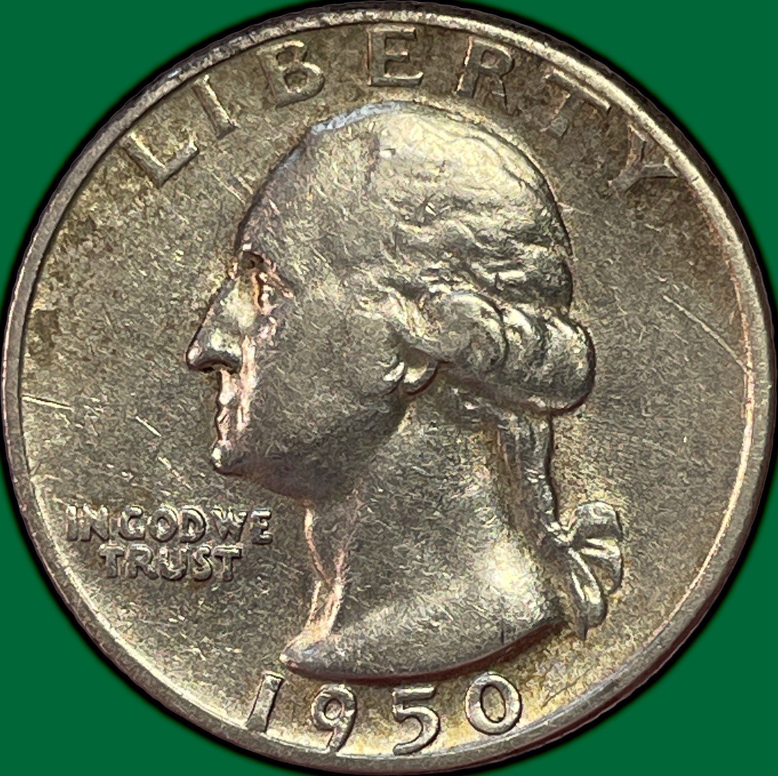 1950-S/D Over D Washington Quarter Silver Almost Uncirculated AU Coin #44036