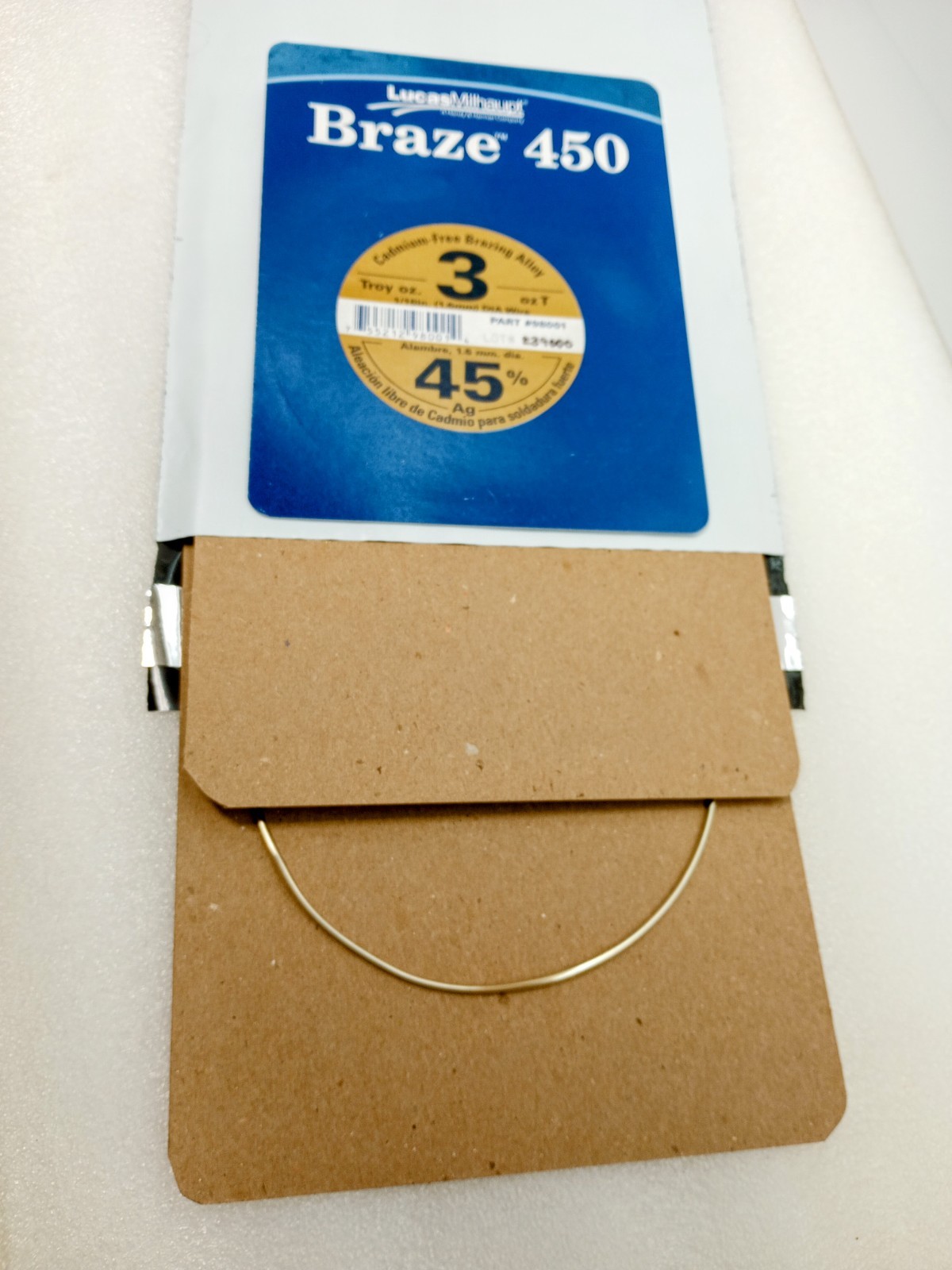 Sold by 24"ea - Lucas Milhaupt Braze 450 45% Silver Brazing Alloy 1/16" Dia New!