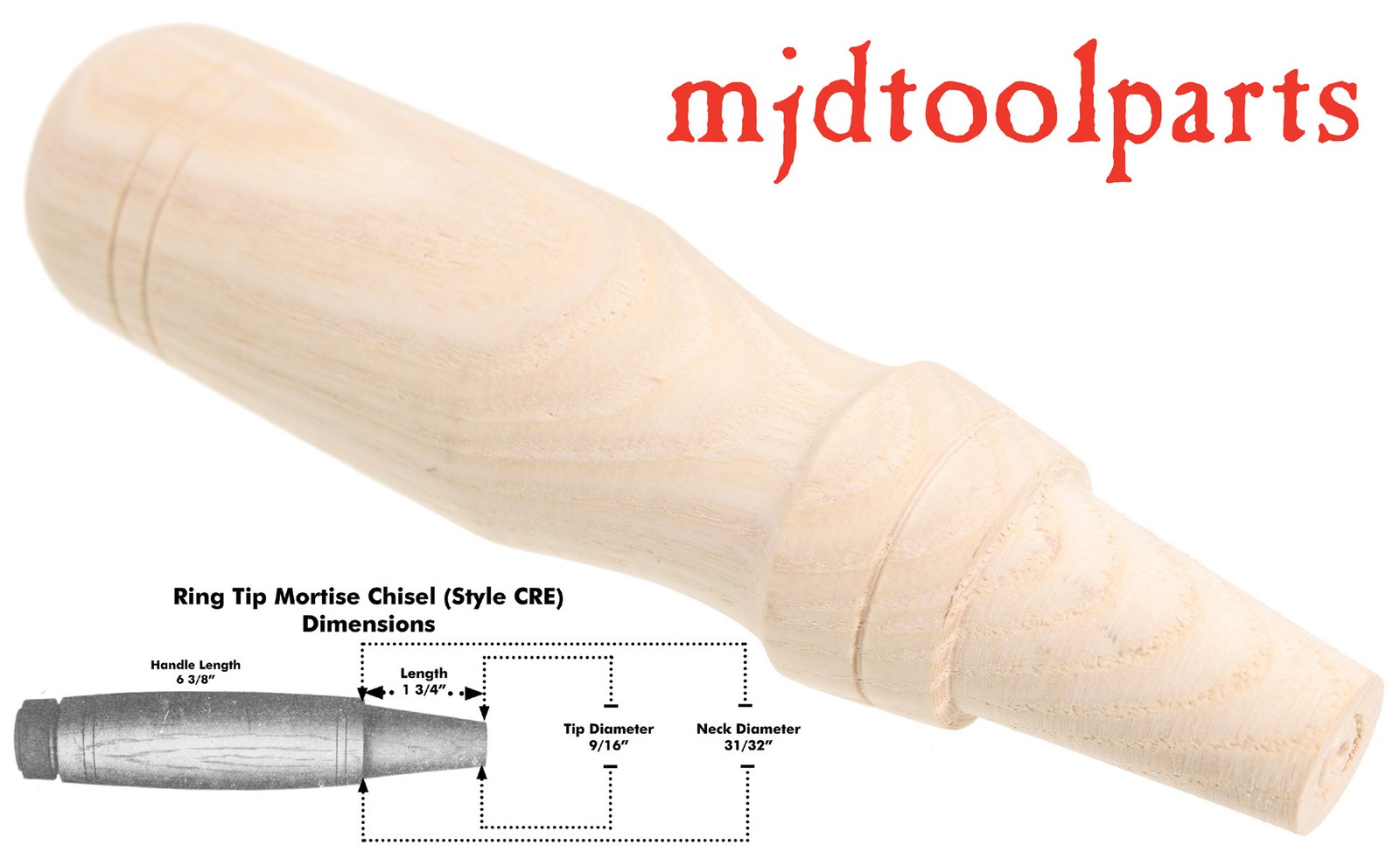 Hickory Socket Firmer Chisel Handle - Amish Turned - Style CHE - mjdtoolparts
