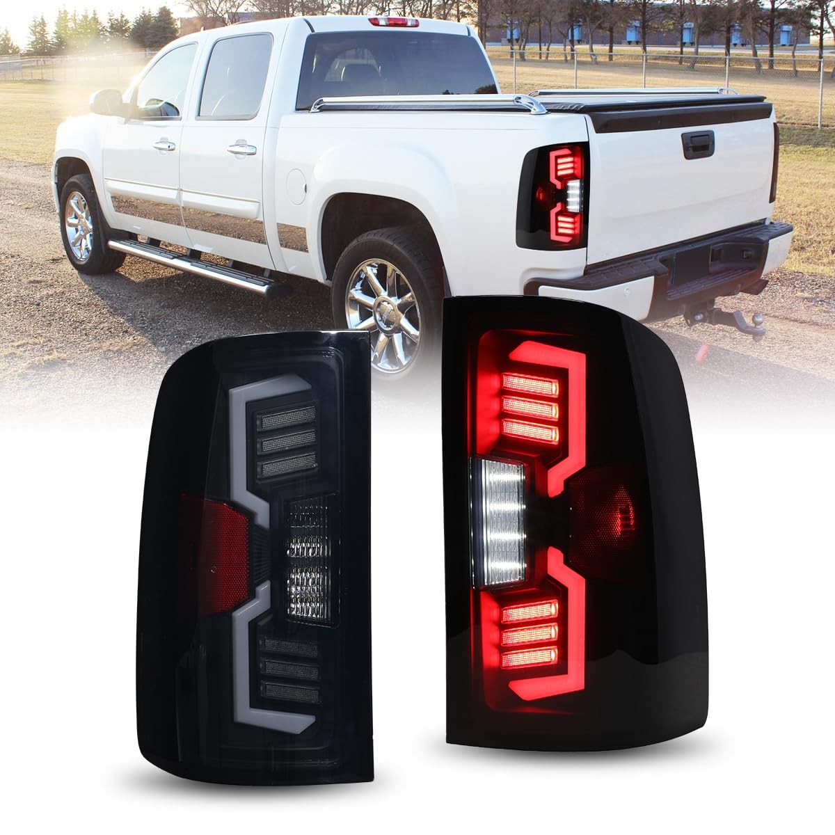 Tail Light Assembly for Sierra 2007-2013 1500 2500 3500 Black Clear Lens