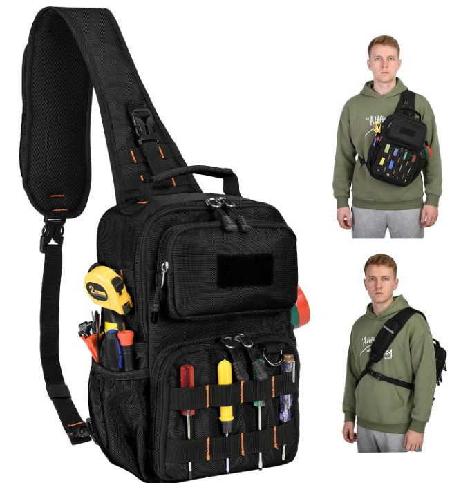 Bolsa Portaherramientas Táctica con Arnés 3 Puntos 15 Bolsillos Impermeable