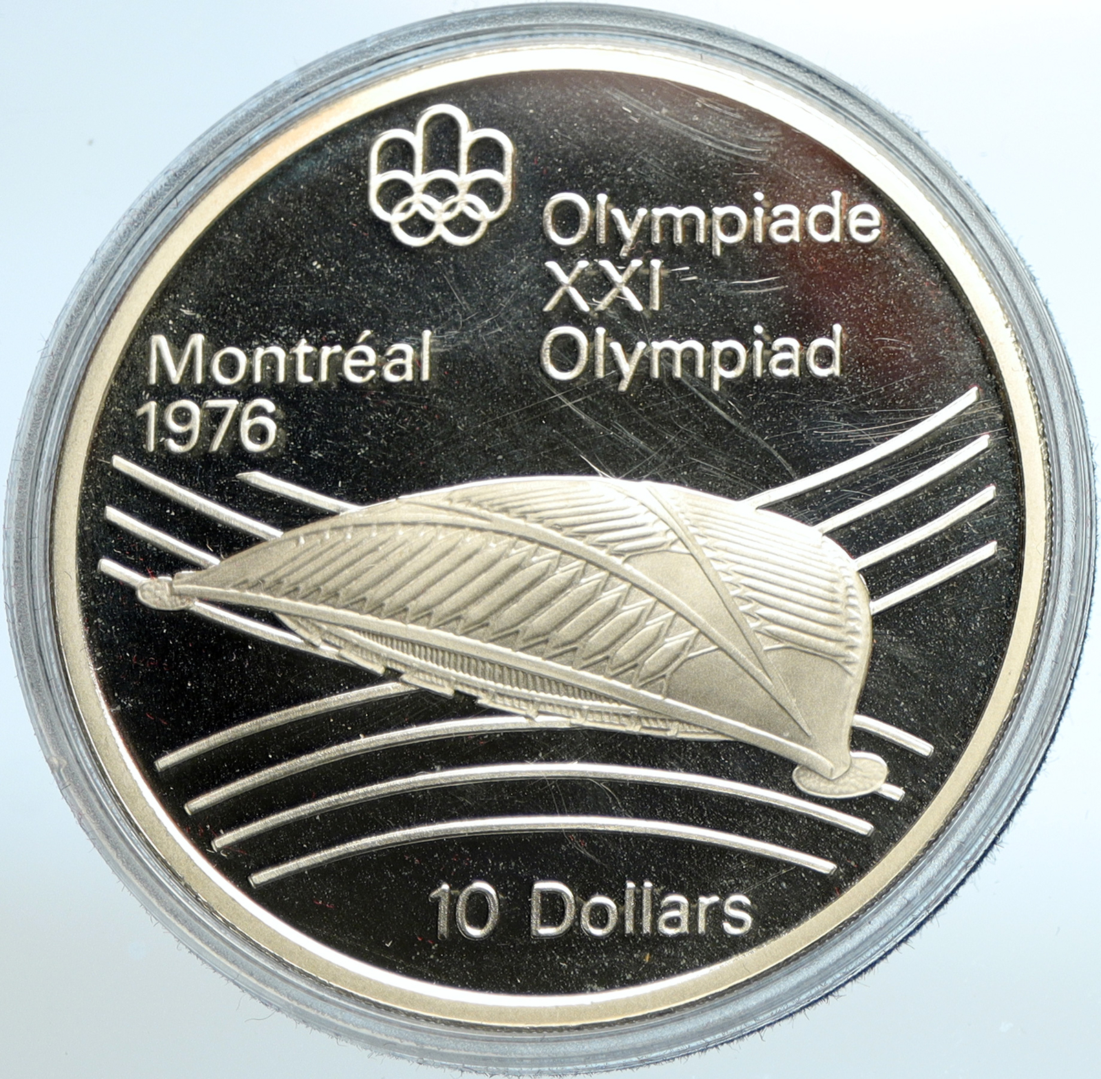 1976 CANADA Elizabeth II Olympic Montreal VELODROME Proof Silver 10 Coin i103541
