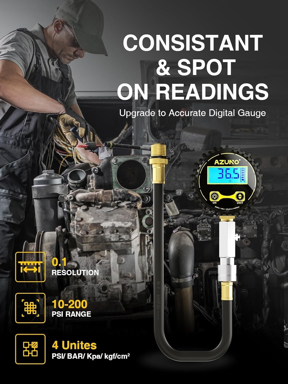 Digital Compression Gauge with Quick Coupler