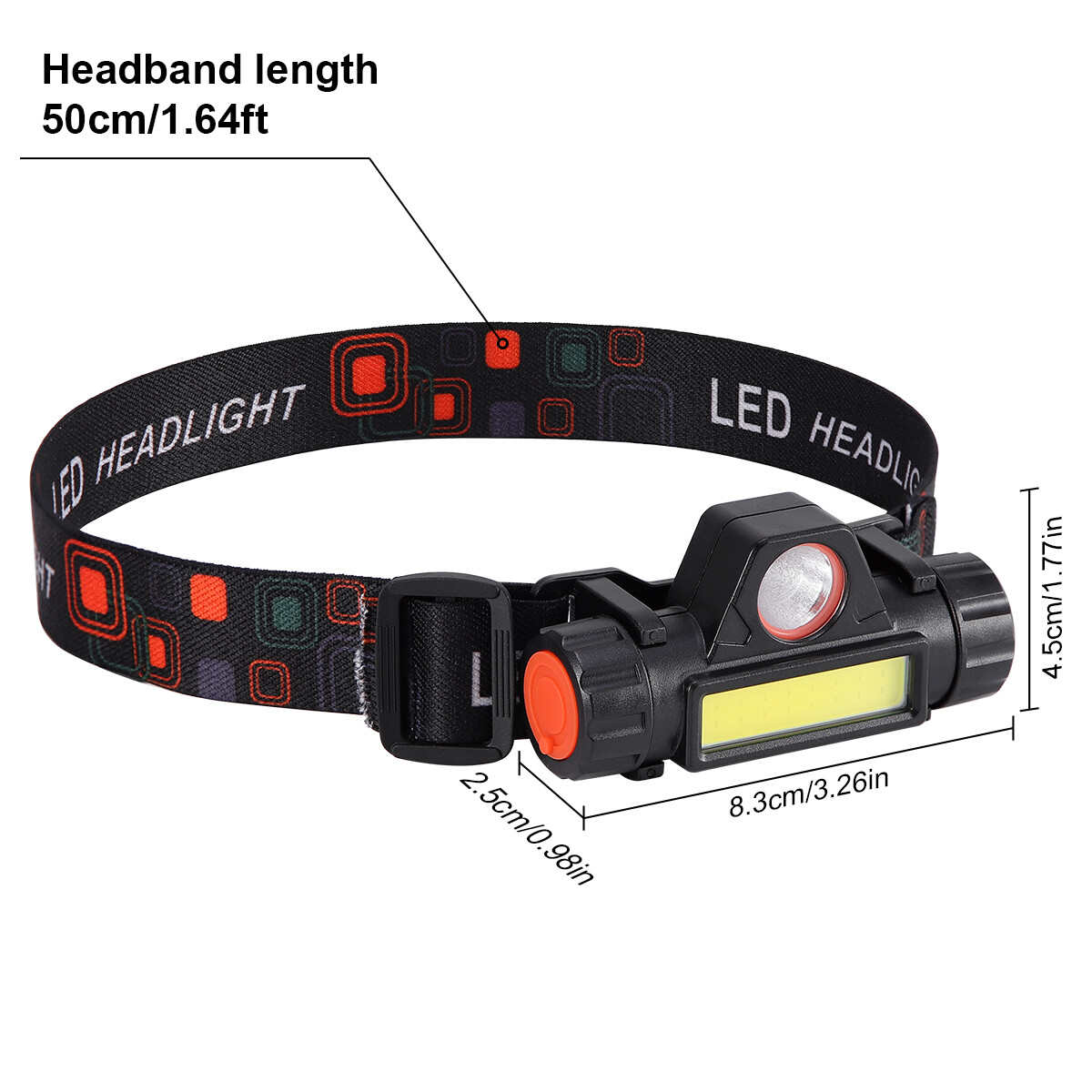 Lot Headlamp Rechargeable Forehead Head Light LED Lights 90°Rotation Flashlight