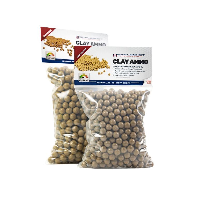 Simple Shot 500 QTY Biodegradable Slingshot Clay Ammo 3/8" Precision Hard Clay