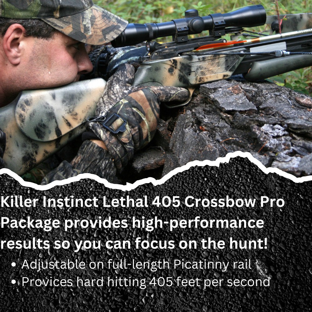 Killer Instinct Lethal 405 FPS Crossbow with Lighted Crossbow and Broadheads