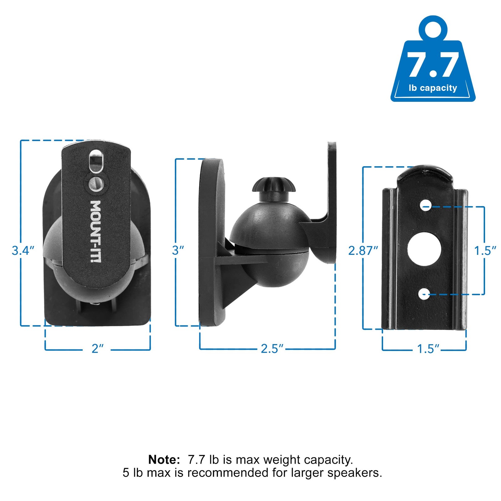 Mount-It! Speaker Wall Mount Full Motion Brackets for Surround Sound Satellit...