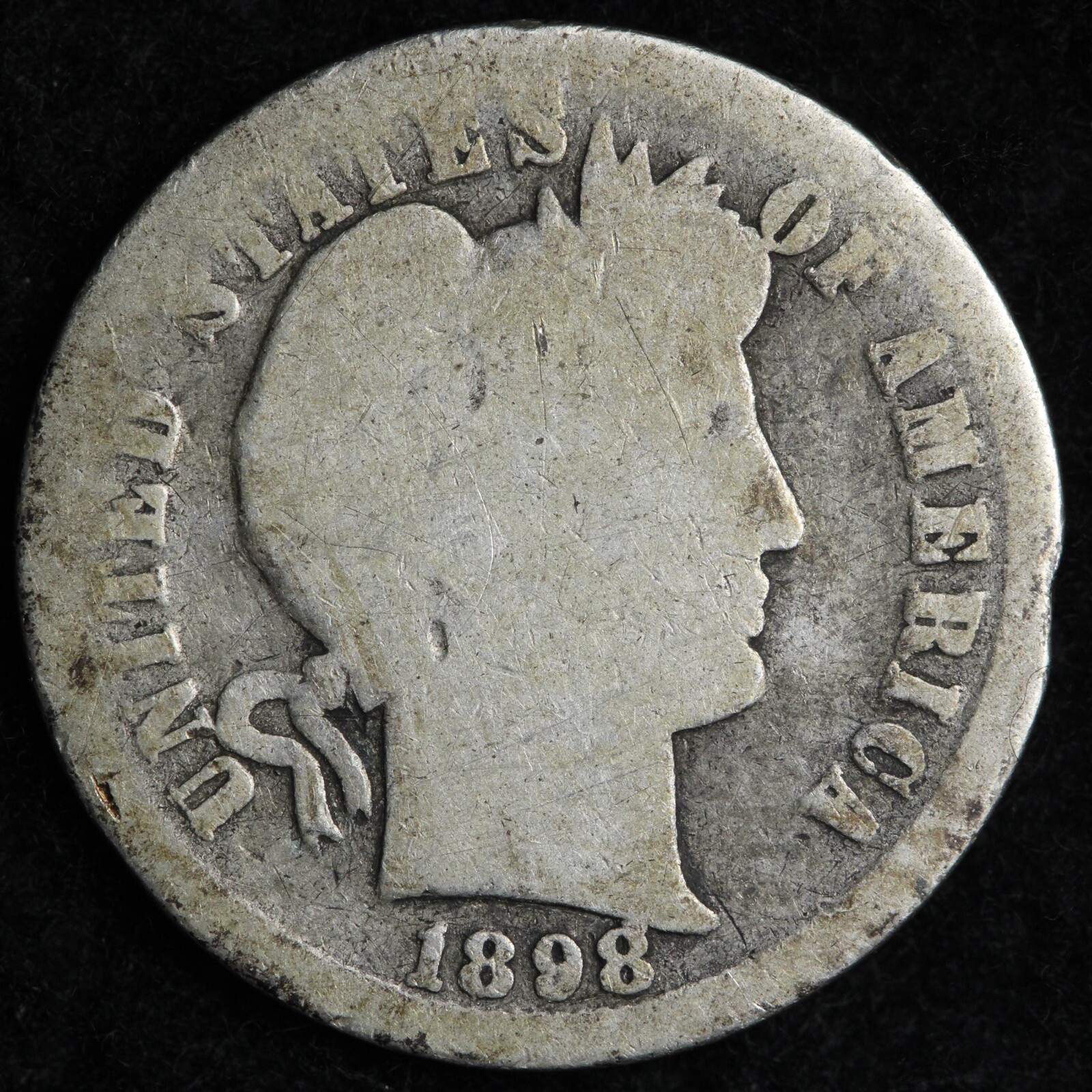 1898 Barber Silver Dime CUD ERROR E184 T