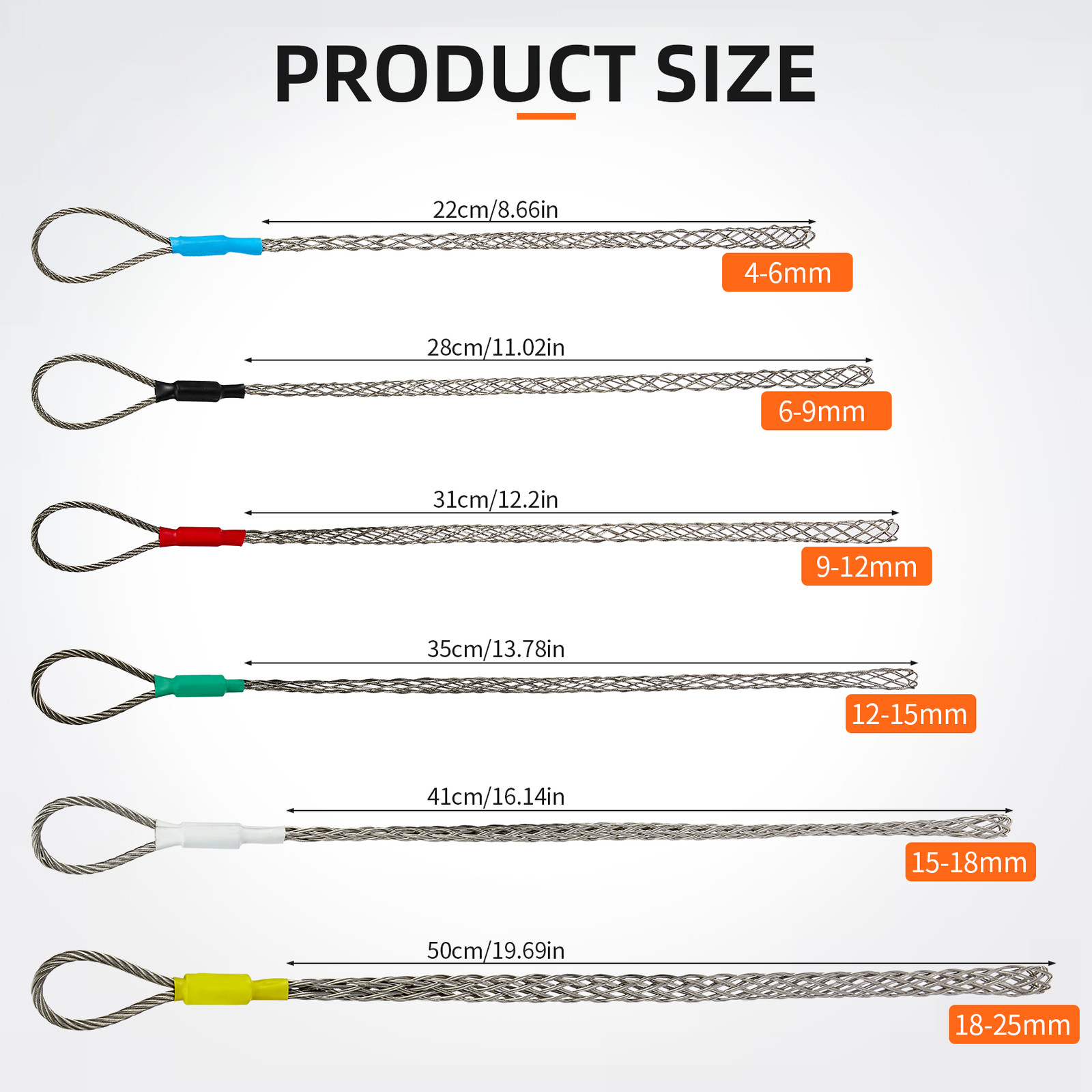 Universal 6X Cable Puller Wire Grip Stainless steel Cable Pulling Socks Mesh Kit