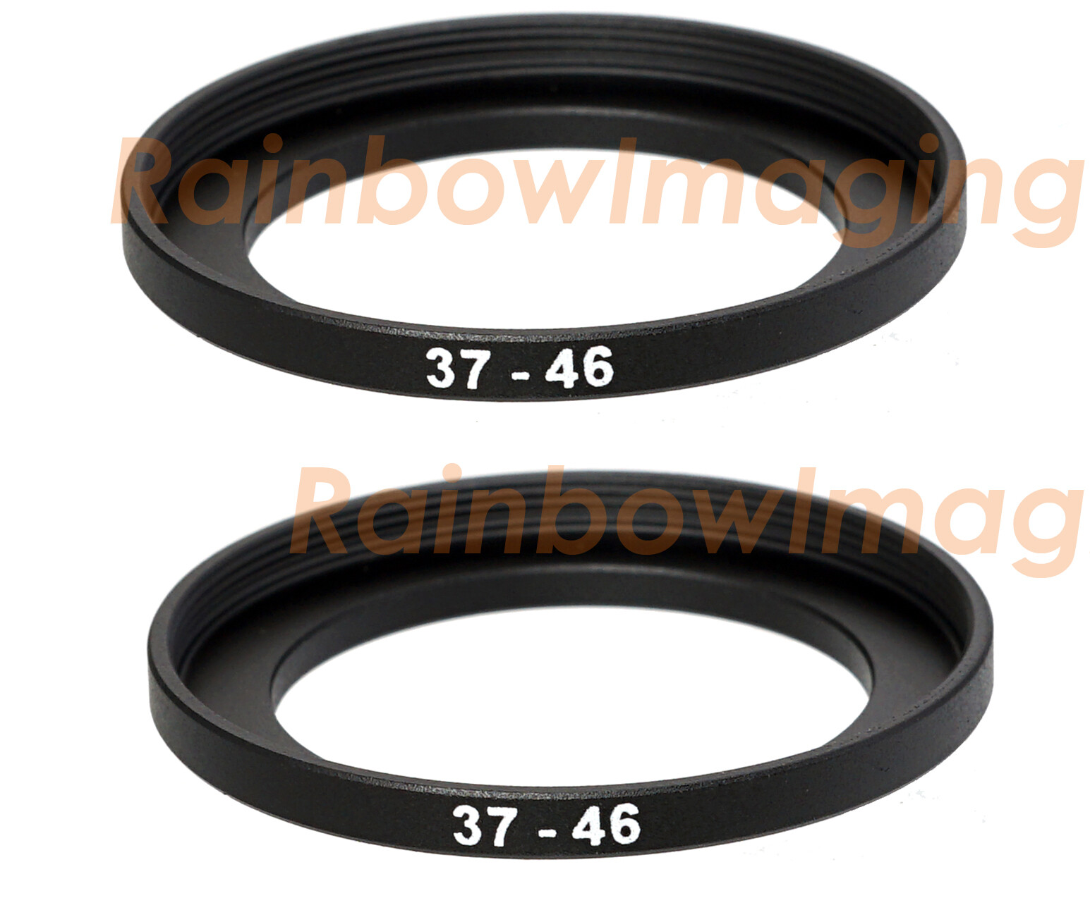 (2 Pcs) 37-46mm 37mm to 46mm Alumnium Metal Step Up Lens Filter Ring Adapter