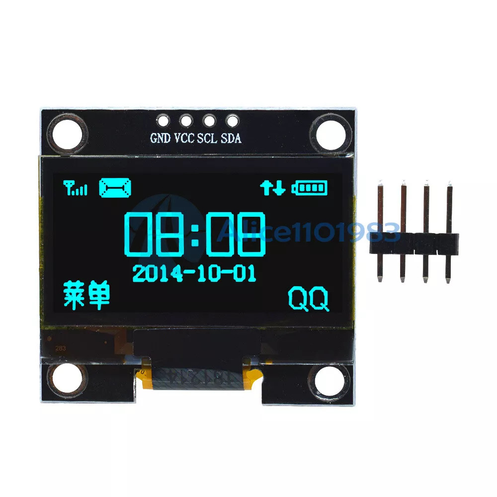2Pcs 1.3" Blue OLED LCD 4Pin Display Module IIC I2C 128x64 3-5V LCD for Arduino
