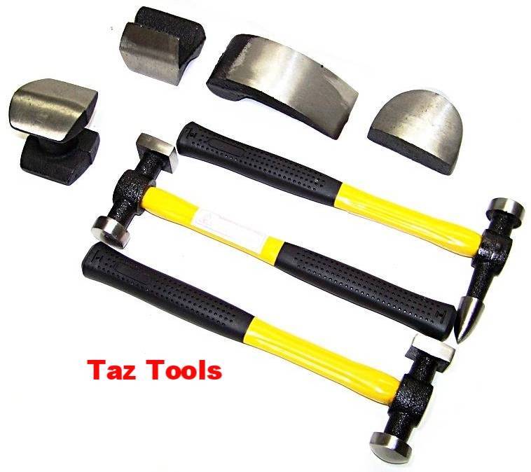 7 pcs Body Fender Auto Dent Repair Tool Kit Hammer Dolly Fiberglass Handle Tools
