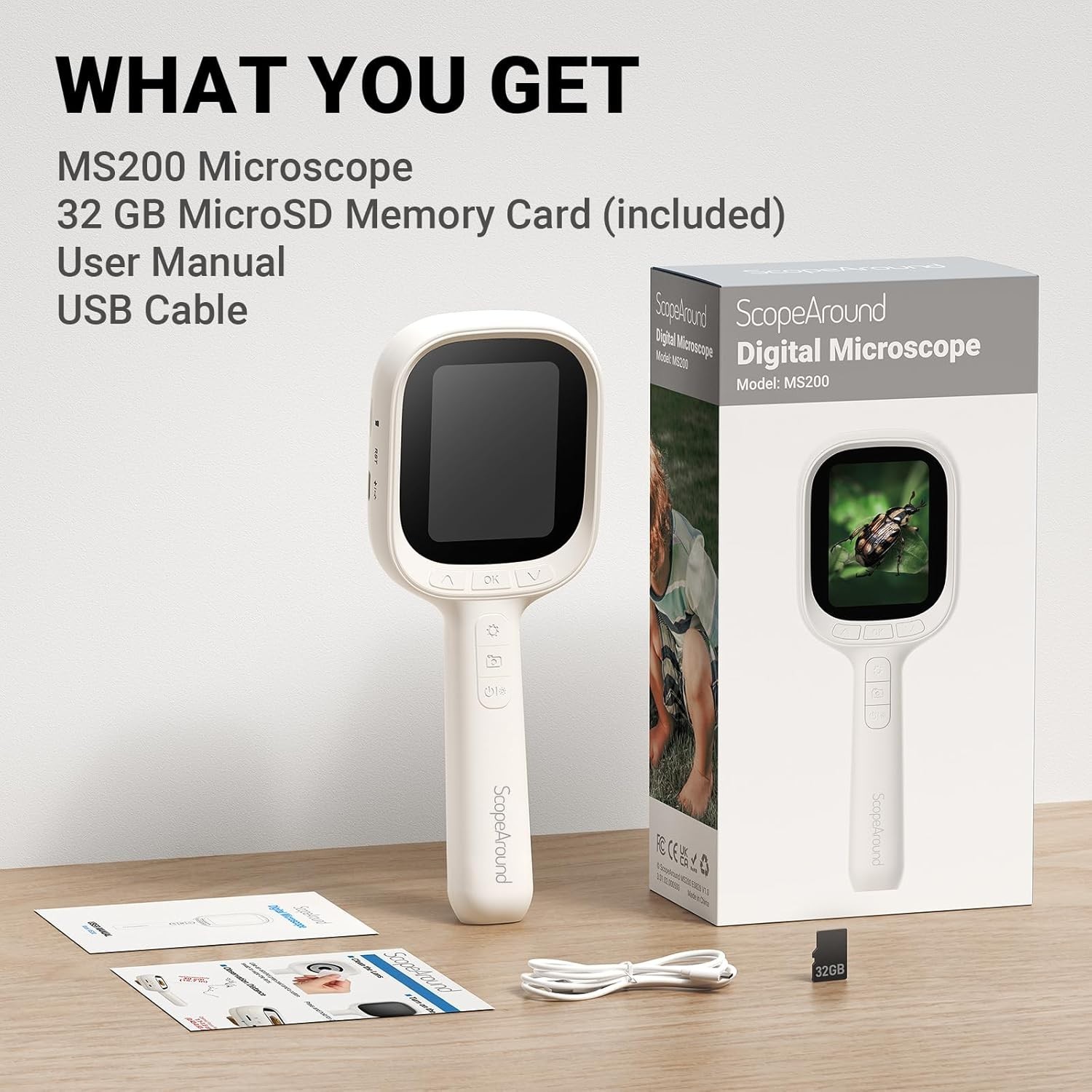 Digital Microscope Autofocus Handheld Magnifier with 2.8" IPS Screen w/32GB card
