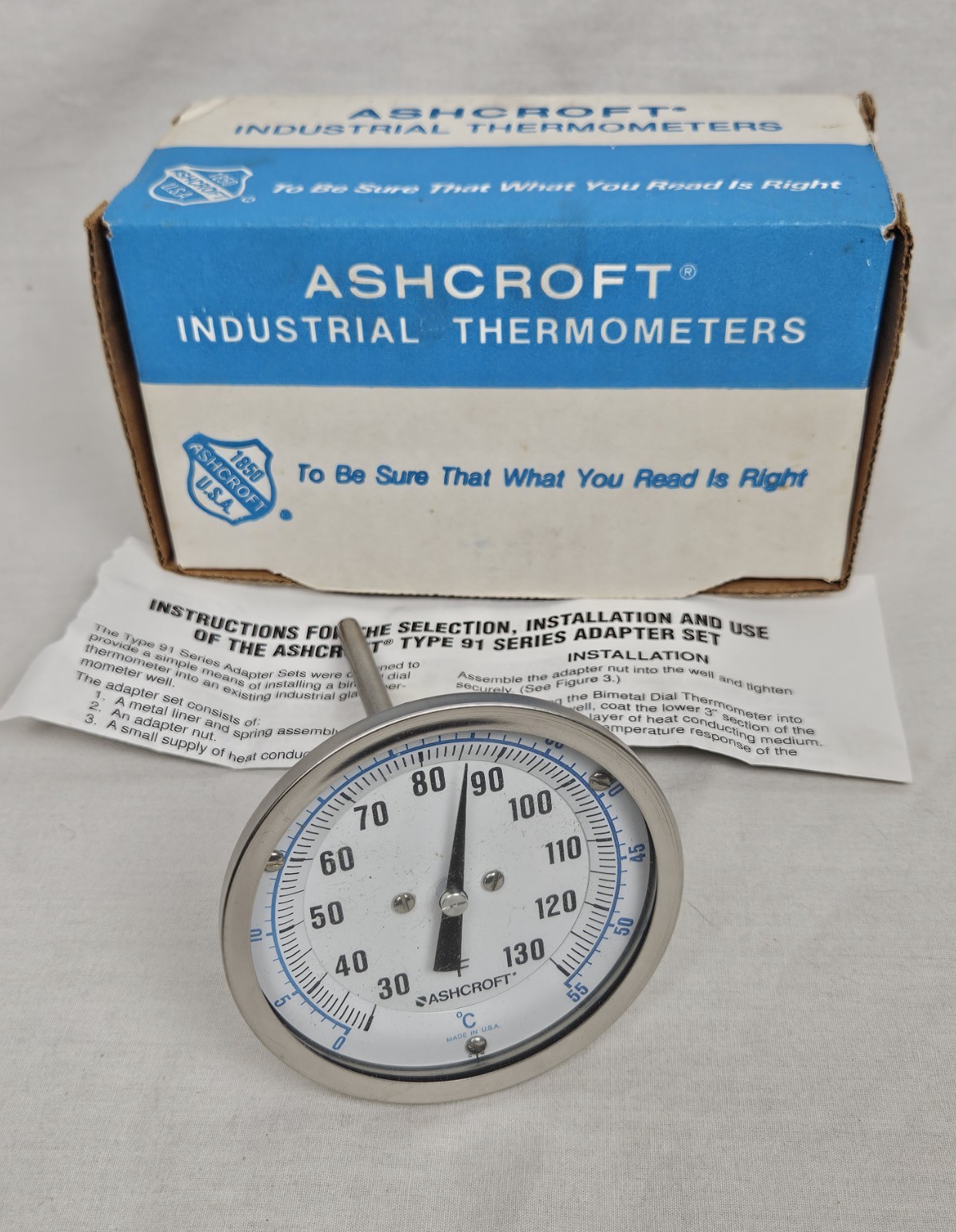 ASHCROFT INDUSTRIAL THERMOMETER - 3" BIMETAL 7GA-31163-012 NEW