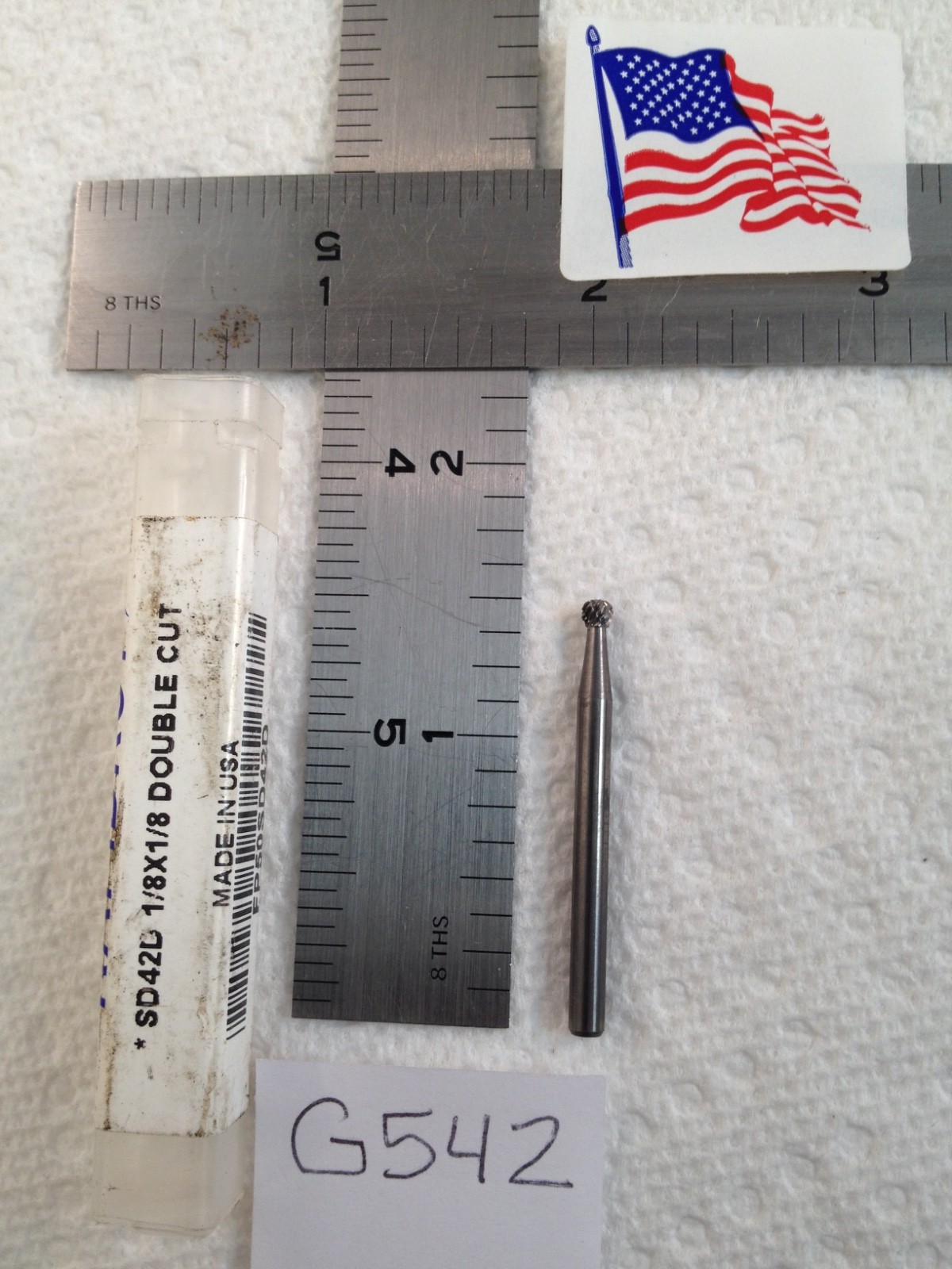 1 NEW RAPID KUT 1/8" SHANK CARBIDE BURR. SD-42 DOUBLE CUT. BALL. USA (G542)
