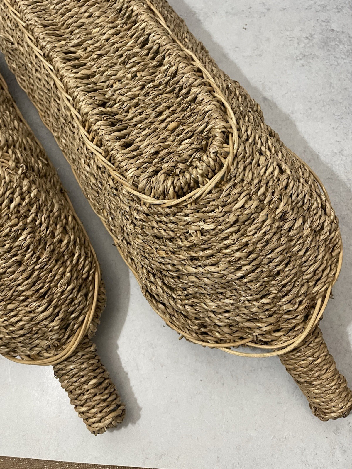 Woven Seagrass Bread or Fruit Skinny Long Tabletop Basket- Lot Of 2 Never Used