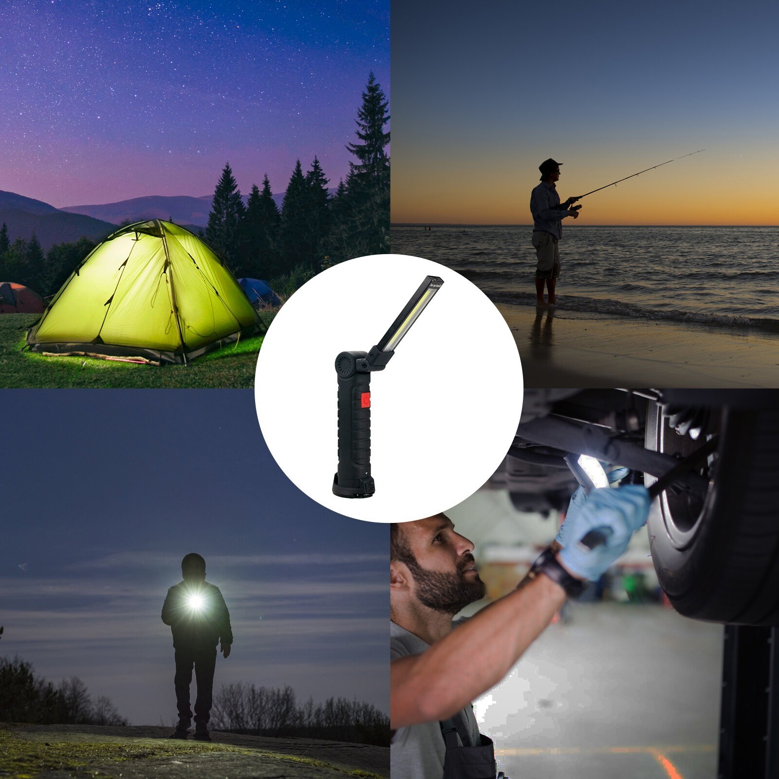Magnetic Base 360° LED COB Work Light Rechargeable Mechanic Torch Flashlight