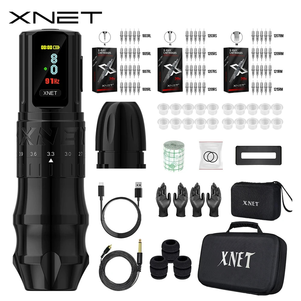 XNET Bestia Wireless Tattoo Machine Pen Kit Adjustable Stroke 2.4-4.2mm 2400mAh