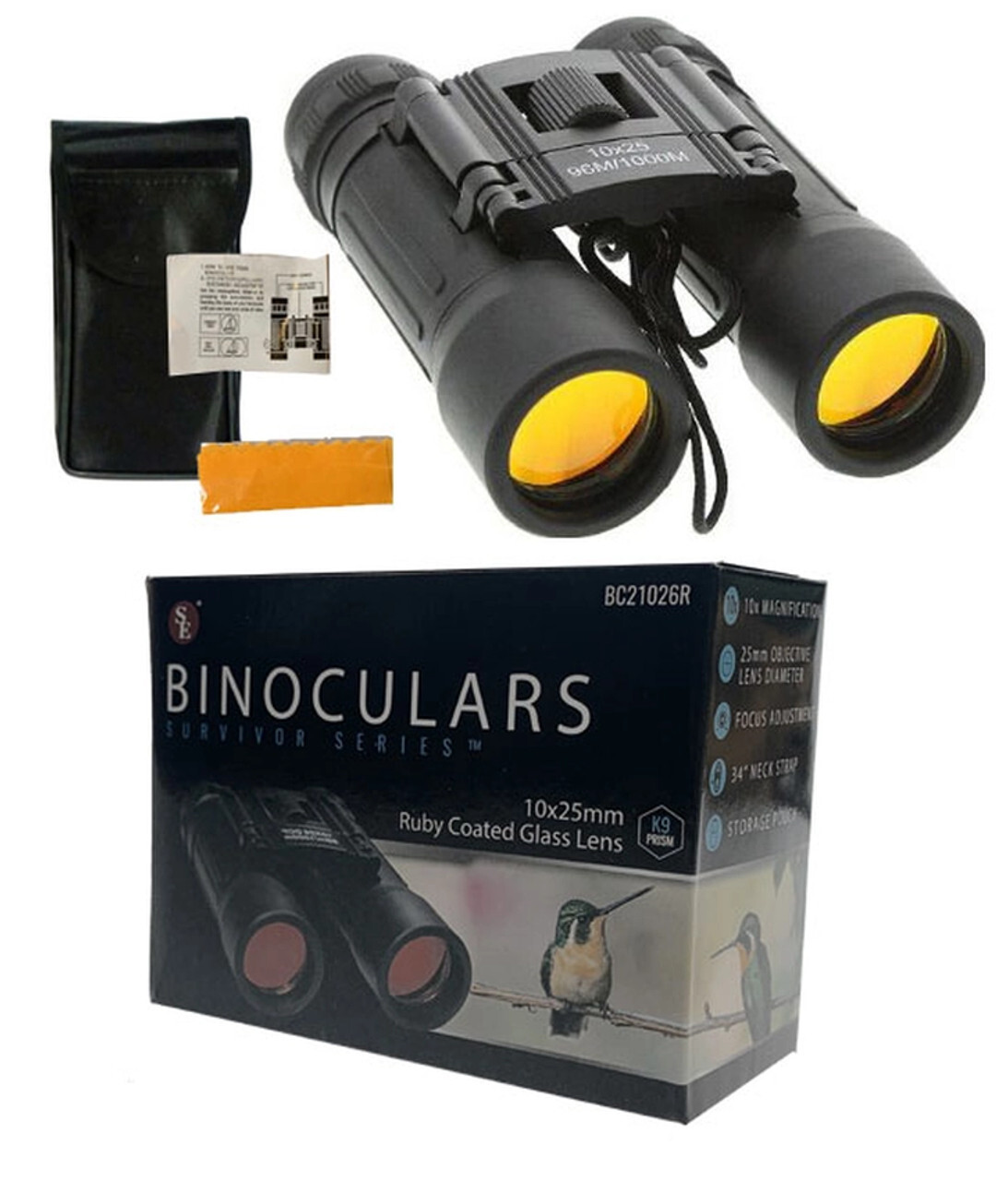 SE Binoculars, 10x Magnification, 25 mm Lens Diameter - BC21026R
