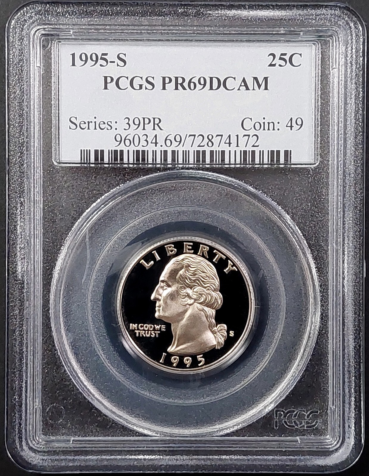 1995 S Proof Washington Quarter certified PR 69 DCAM by PCGS!