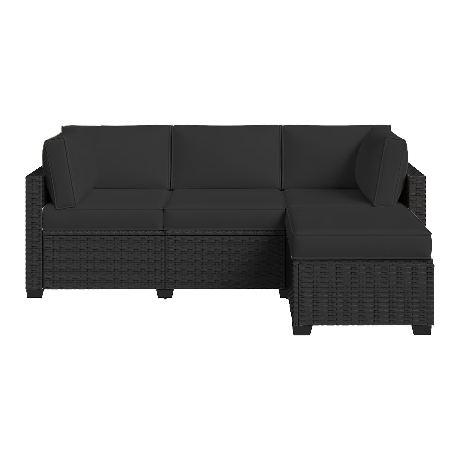 4-Person Black Outdoor Sectional Sofa Cushions,