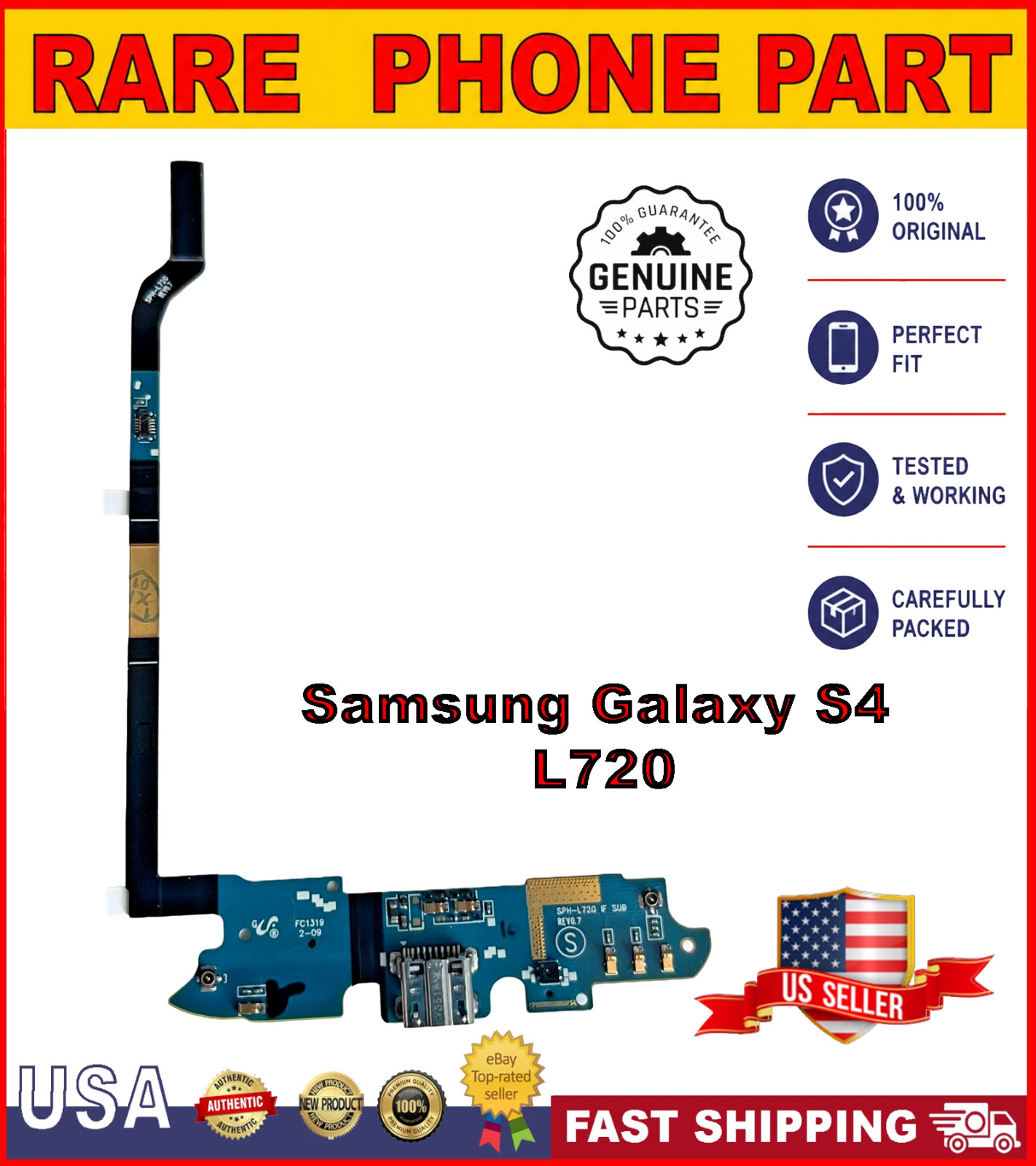 Samsung Galaxy S4 L720 Charging Port Flex Cable Replacement part. | NEW
