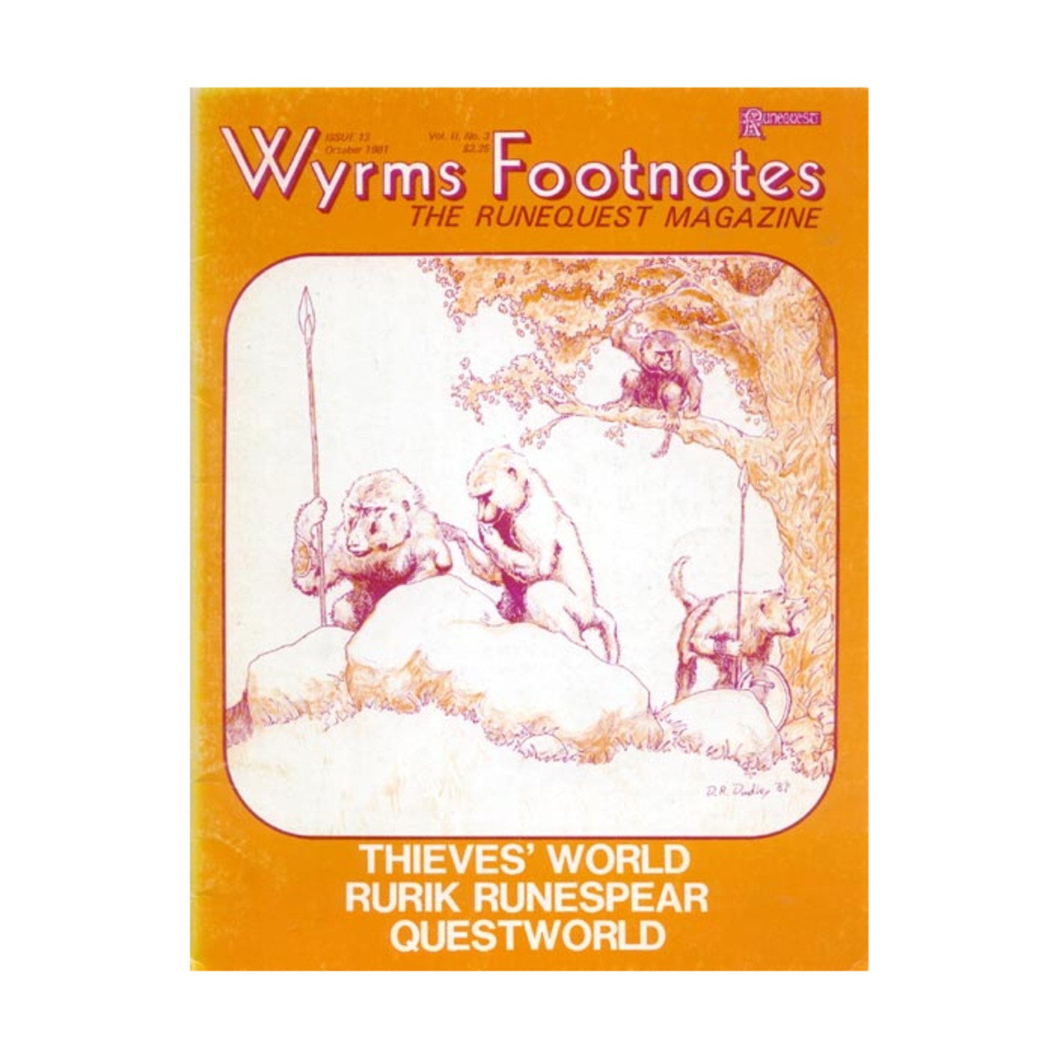 Chaosium Wyrm's Footnote  #13 "QuestWorld, Thieves' World, Rurik Runespe Mag VG