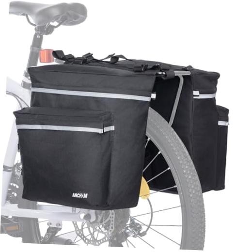 Bike Panniers, 34L Upgraded Water Resistant Saddle Bags for Bicycle Rear Black