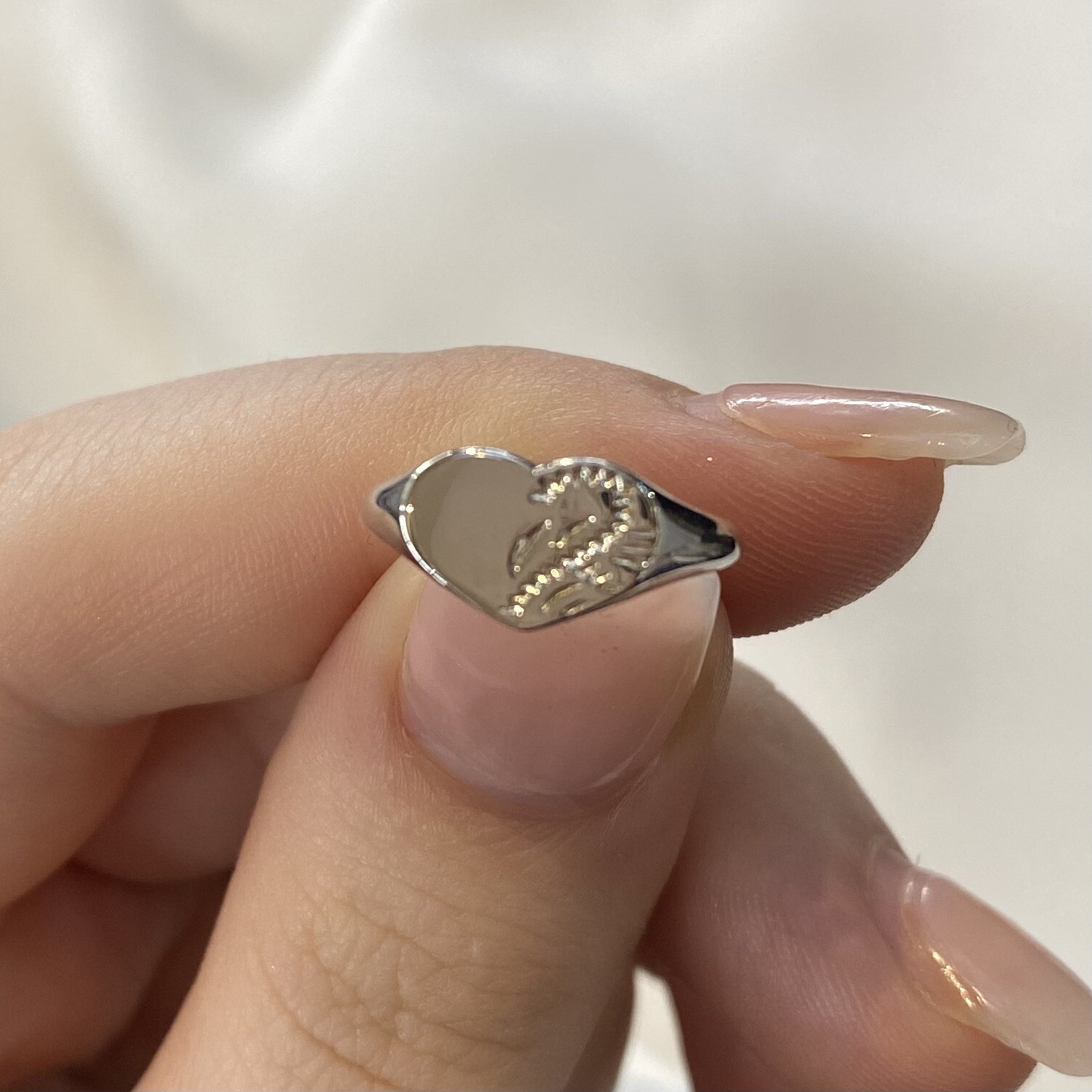 925 Sterling Silver Baby, Children, Girls, Kids Engraved Heart Signet Rings