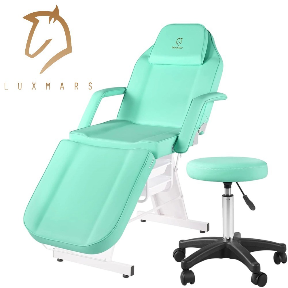 Green Facial Chair Adjustable Massage Bed Tattoo Table for Beauty Salon Spa Home