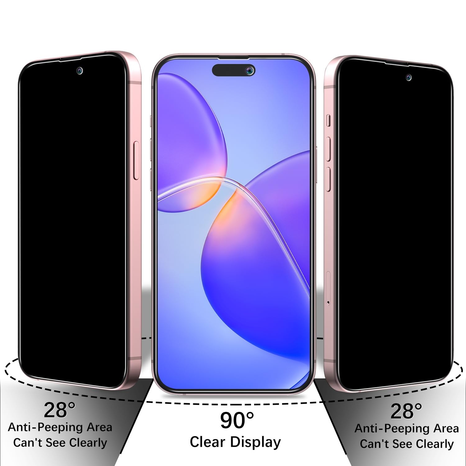 Bencuku (2 Pack) Privacy Screen Protector for iPhone 16 6.1", Black-iPhone 16