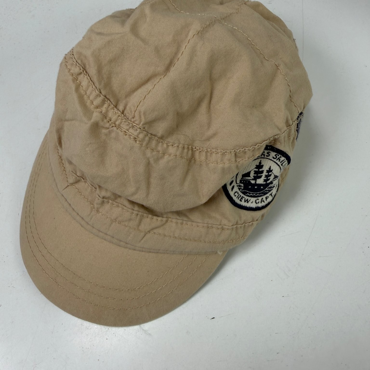 PLACE Boys Tan Hat 12-18M Cotton Sailing Ship Cadet Cap Nautical