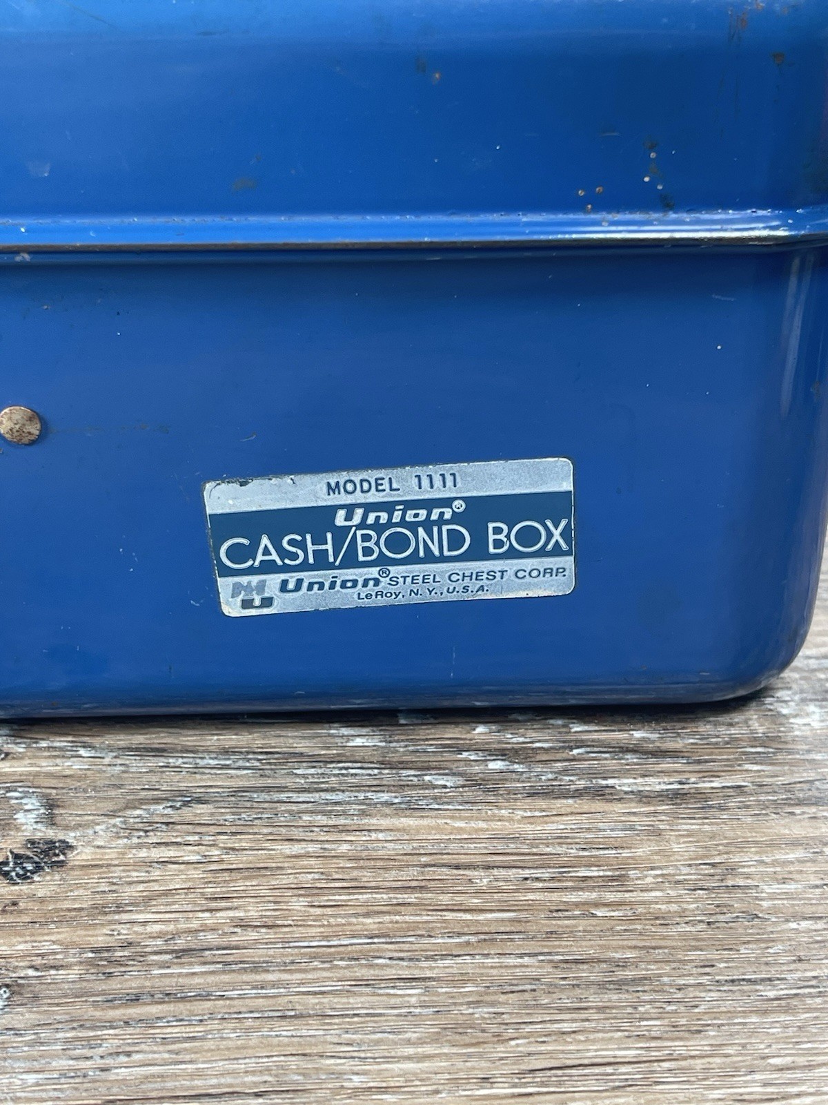 Vintage Union Metal Model 1111 Cash tackle box Blue Fold Out USA NO KEY